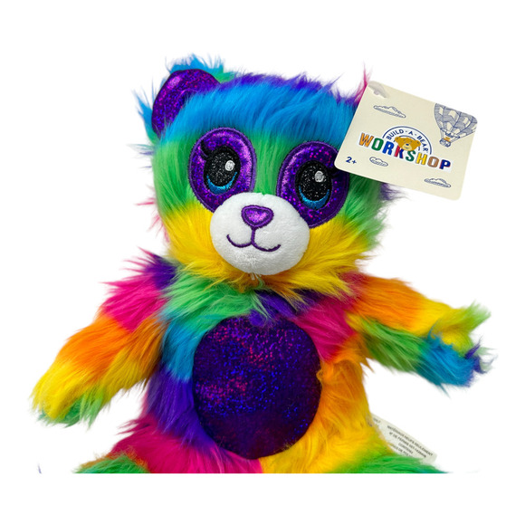 Build A Bear 9" Plush Color Craze Fluffy Rainbow Panda Bear BABW Shimmery Eyes - Picture 2 of 16